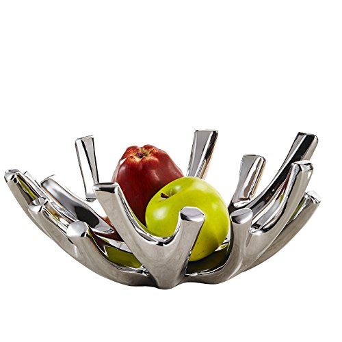 Pure.Lifestyle Frutero Creativo de Porcelana Plato de Fruta de Cerámica Plateado, Cuenco Decorativo Moderno, Decoración Cerámica Artesana Creativo, Regalo de Cumpleaños, Boda, Navidad, Fiesta - Moda A