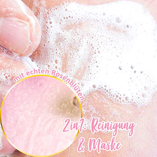 Puremetics - Jabón para el cuidado facial "Wildrose" | 100% natural, vegano y sin plástico | Jabón natural facial a mano | Jabón reafirmante para piel sensible y seca