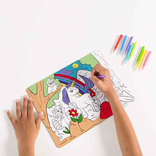 Purple Ladybug 2 Puzzles para niños con Unicornio y Sirena – Juguetes creativos para Niñas con 10 Rotuladores de Colores y Estuche Escolar Gratis! Arte Divertido, Niñas