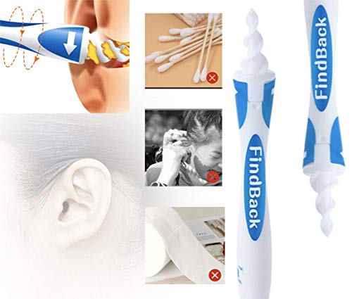 Q-Grips Limpia Oídos,Kit Limpiador para Oídos,Limpiador de Cera de Oídos con Punta Suave en Espiral y 16 Puntas Remplazables de Silicona lavables para la Higiene de Toda la Fam