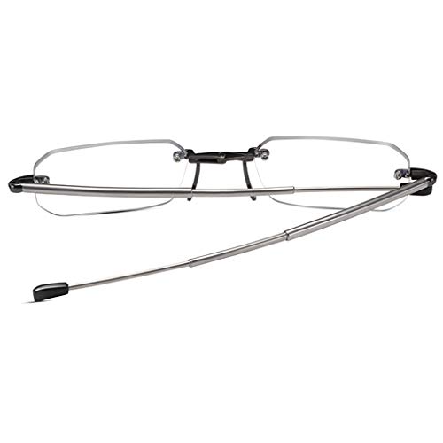QDM Gafas de Lectura Plegables Gafas de Bloqueo de Luz Azul Elegante Diseño Plegable Sin Montura con Estuche de Espejo Portátil Gafas Anti Fatiga Ocular
