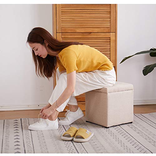 Qgg Baúl Plegable,Baúles De Almacenaje Banco Plegable con Espacio De Alcenamiento Lino,No Solo Puedes Acomodar O Ser Una Persona Storage Otomanas (Color : Grass Green)