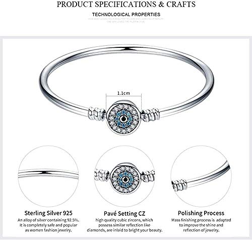 QIEERNN Pulsera Joyería 925 Plata El Ojo De Samsara Brazalete para Mujeres Fit DIY Charm Bracelets Joyería De Moda 19Cm
