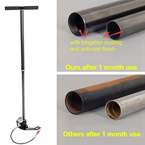 Qiilu Bomba de Aire portátil PCP de la Bomba Manual para automóviles 4500psi Acero inoxidable, recubierto de tungsteno