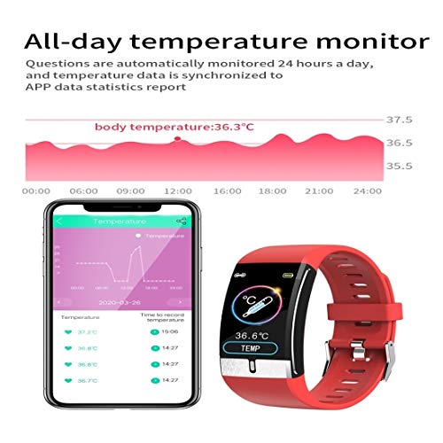 QIJIAN E66 1.08inch Pantalla TFT Color Ajustes del Reloj IP68 a Prueba de Agua, Soporte Monitoreo de Temperatura/función ECG/Control de Las pulsaciones/Control de Presión Arterial/oxíge