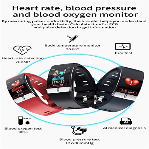 QIJIAN E66 1.08inch Pantalla TFT Color Ajustes del Reloj IP68 a Prueba de Agua, Soporte Monitoreo de Temperatura/función ECG/Control de Las pulsaciones/Control de Presión Arterial/oxíge