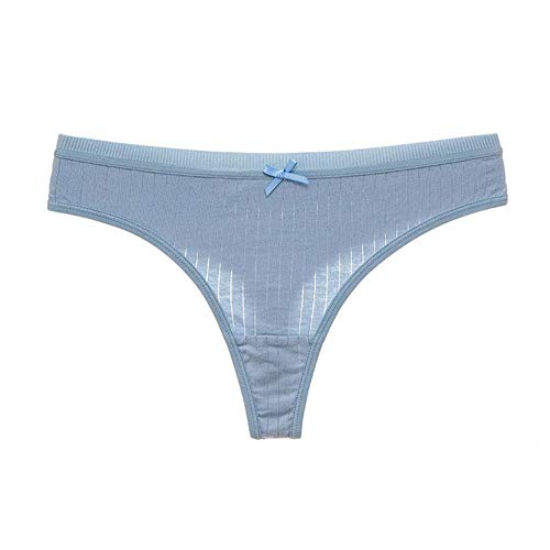 Qingsb T-Back de Gran tamaño de Mujer de Baja Altura sin Hilos de Estilo japonés Hilo de algodón Puro Bragas de Mujer, Azul, XXL