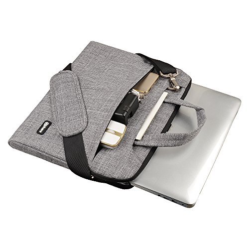 Qishare 13.3-14 Pulgadas Multifuncional portátil Hombro Bolsa maletín portátil de Ordenador portátil Caso Portador de la Ordenador portátil Messenger Caso(13.3-14 Pulgadas,Líneas Grises)
