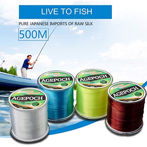 Qiuge Material de la Carpa Japonesa monofilamento de Hilo de Pescar 8,0# 0.50mm Tensión 18.4kg 500 Extra Fuerte Pesca Seda cruda importada del Hilo de nilón (Hierba Amarilla) (Color : Transparent)