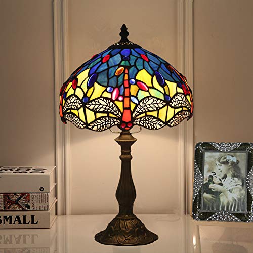 QJIN Lámpara de Mesa Reino Unido Francia Alemania Italia España 10 Pulgadas Tiffany Lámpara de Mesa Europea lámpara Creativa Retro