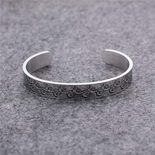 QKL Pulsera De Personalidad Grabada CláSica De 10 Mm De Onda Plana.