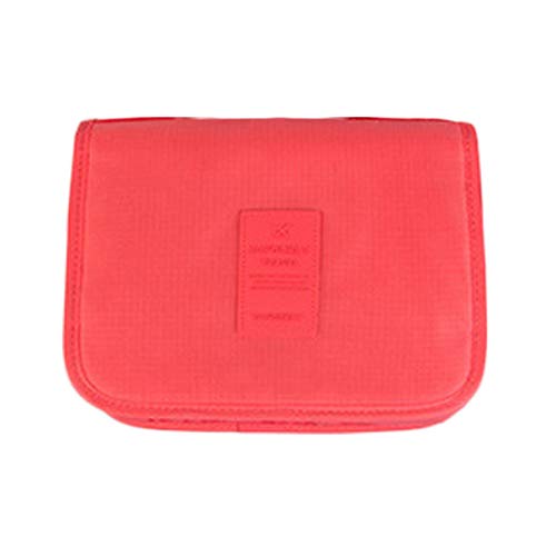 QLJ Mujeres Maquillaje Cosmético Artículos de tocador Lavado Viaje Colgante Plegable Afeitado Gran Capacidad Organizador de Almacenamiento Multifuncional Bolsa Bolsa - Sandía Rojo