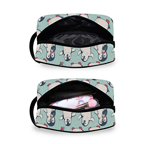 QMIN - Neceser portátil con diseño de pingüinos y Animales, Bolsa de Viaje multifunción, Bolsa de Maquillaje, Bolsa de Almacenamiento para niños, niñas, Mujeres, Hombres