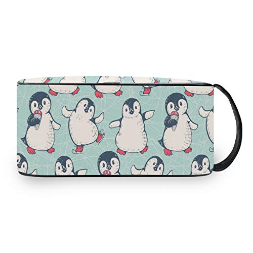 QMIN - Neceser portátil con diseño de pingüinos y Animales, Bolsa de Viaje multifunción, Bolsa de Maquillaje, Bolsa de Almacenamiento para niños, niñas, Mujeres, Hombres