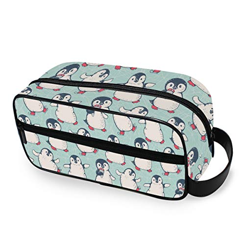 QMIN - Neceser portátil con diseño de pingüinos y Animales, Bolsa de Viaje multifunción, Bolsa de Maquillaje, Bolsa de Almacenamiento para niños, niñas, Mujeres, Hombres