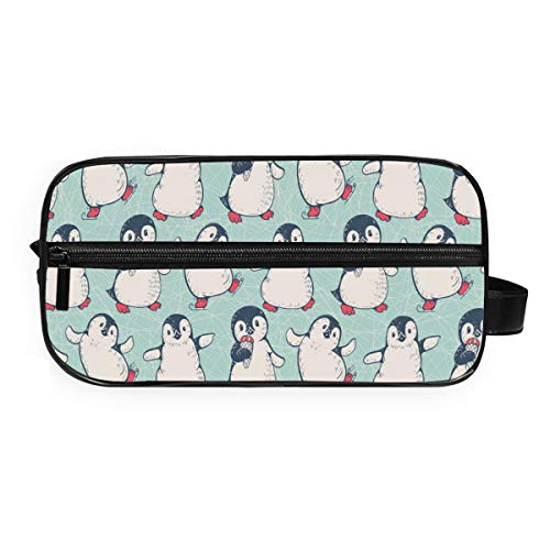 QMIN - Neceser portátil con diseño de pingüinos y Animales, Bolsa de Viaje multifunción, Bolsa de Maquillaje, Bolsa de Almacenamiento para niños, niñas, Mujeres, Hombres