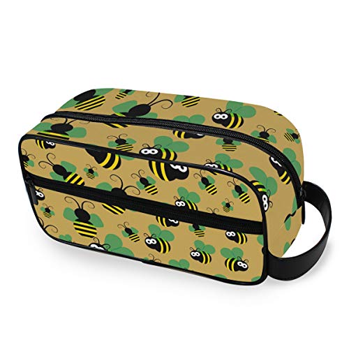 QMIN - Neceser portátil con Estampado de Abejas y Animales, Bolsa de Viaje multifunción, Bolsa de Maquillaje, Bolsa de Almacenamiento para niños, niñas, Mujeres, Hombres