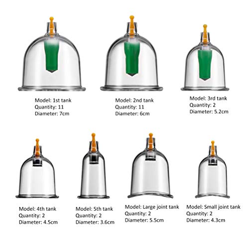 QoFina Juego de Tazas de ventosas de 32 Piezas, ventosas de Terapia China Tradicional biomagnética con Mango de Bombeo y Tubo de extensión