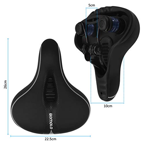 Qomolo Sillín de Bicicleta, Sillin de Bici Cómodo y Ergonómico,Impermeable Asiento de Bicicleta con Choque Bola Absorbente para MTB/Bicicleta de Carretera/Bicicleta Urbana (con Cubierta de Lluvia)