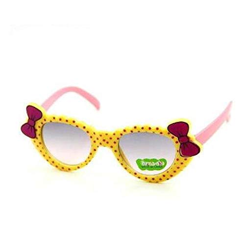 QPRER Gafas De Sol,Niño Lindo Amarillo Nudo De Proa Gafas De Verano Gafas De Sol Graduadas para Mujer Gafas De Sol Lunares Playa Lindas Gafas Antirreflectantes Niña Regalo del Día De San Valentín G