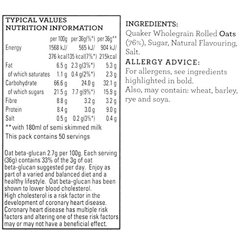 Quaker Oats Oat So Simple Golden Syrup Flavour - 1 x 50 sachets