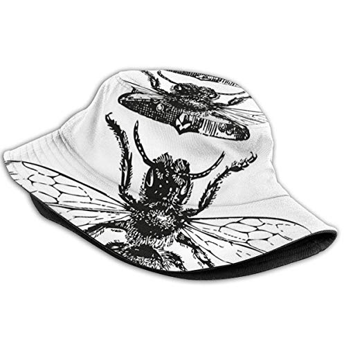 Queen Bee Vintage Honey Bees Black and White Throw Pillow Printed Fashion Wild Fisherman Hat Simple Outdoor Hat