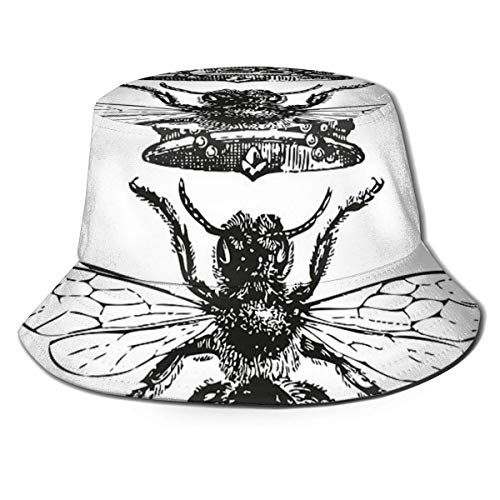 Queen Bee Vintage Honey Bees Black and White Throw Pillow Printed Fashion Wild Fisherman Hat Simple Outdoor Hat