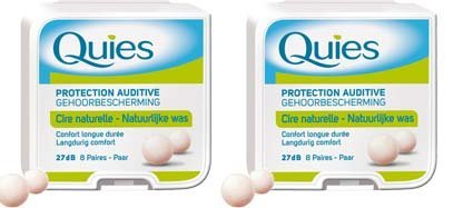 Quies – Protección auditiva de cera natural – Lote de 2 cajas de 8 pares