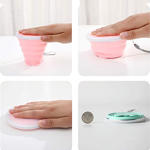 qwqqaq Plegable Silicona Taza De Viaje con Cuerda Conveniente,bpa-Gratis Taza De Te Compresible Taza De Boca Reutilizable Botella De Bebidas Viajeros-Azul 250ml