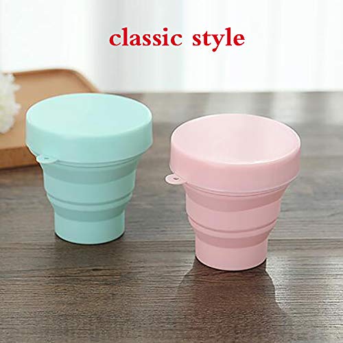 qwqqaq Plegable Silicona Taza De Viaje,Compresible Bpa-Gratis Taza De Boca Reutilizable Portátil Diario Botella De Bebidas Viajeros-Rosado 230ml