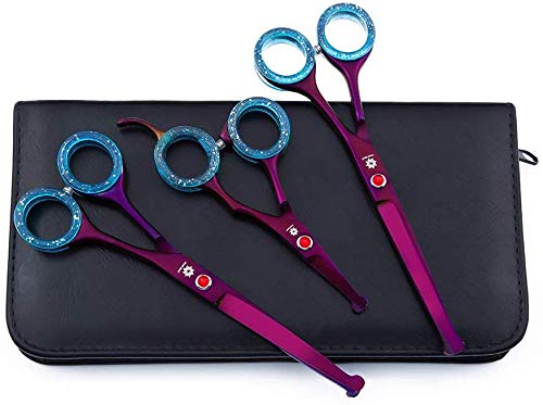 QXXNB  3Pcs Safety Round Tips Kit De Ciseaux De Toilettage Pour Chiens Pour Chats, Corps, Visage, Oreille, Patte De Nez, 6,5"Ciseaux Droits, 6,5" Ciseaux Incurvés, 4,5"Ciseaux Droits Avec