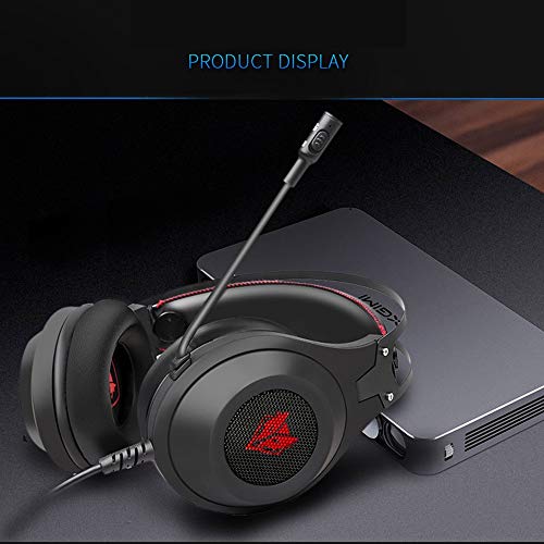 QYWSJ Auriculares para Juegos, Auriculares Estéreo de Sonido Envolvente de 3,5 mm, con Micrófono con Cancelación de Ruido y Control de Volumen, para Pc/Ps4/Xbox One 1/Teléfono/Portátil