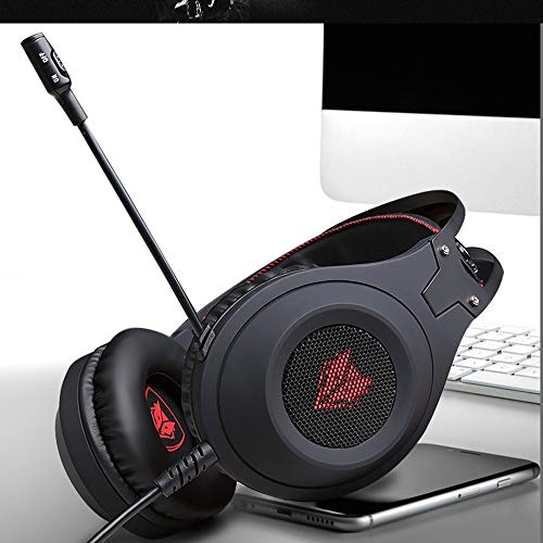 QYWSJ Auriculares para Juegos, Auriculares Estéreo de Sonido Envolvente de 3,5 mm, con Micrófono con Cancelación de Ruido y Control de Volumen, para Pc/Ps4/Xbox One 1/Teléfono/Portátil