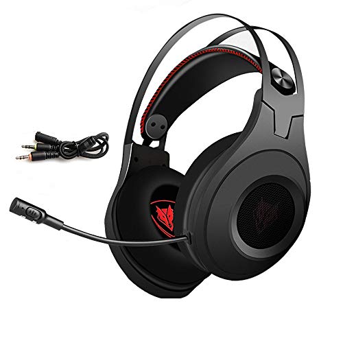 QYWSJ Auriculares para Juegos, Auriculares Estéreo de Sonido Envolvente de 3,5 mm, con Micrófono con Cancelación de Ruido y Control de Volumen, para Pc/Ps4/Xbox One 1/Teléfono/Portátil