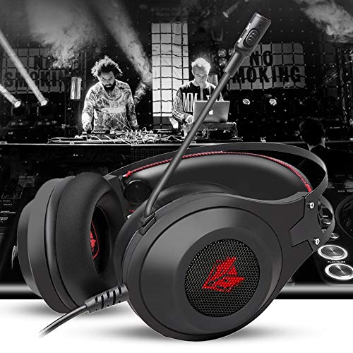 QYWSJ Auriculares para Juegos, Auriculares Estéreo de Sonido Envolvente de 3,5 mm, con Micrófono con Cancelación de Ruido y Control de Volumen, para Pc/Ps4/Xbox One 1/Teléfono/Portátil