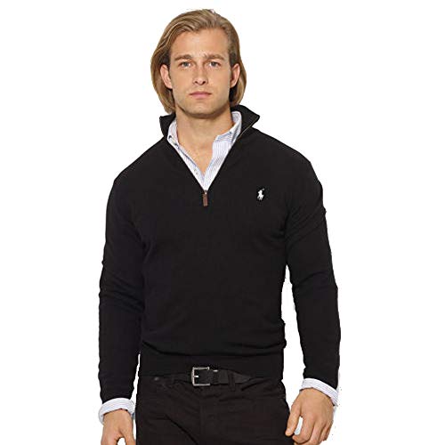 Ralph Lauren Jersey con Cuello Zip (S, RL Black)