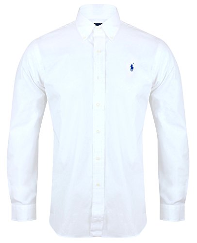 Ralph Lauren Polo camisa de hombre ajuste personalizado de popelina blanco azul marino negro S – XXL blanco blanco Large