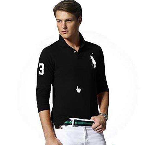 Ralph Lauren Polo de Manga Larga Big Pony Custom Fit (S, Negro)