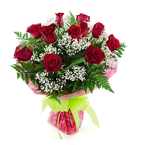 Ramo de 12 rosas rojas naturales (Freedom - calidad premium)