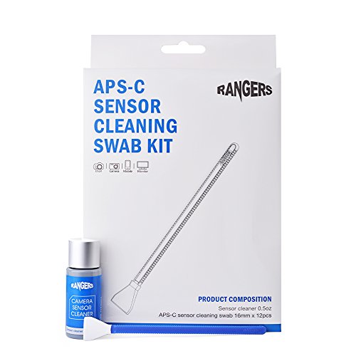 Rangers Kit de Limpieza de Sensor APS-C para DSLR CCD CMOS cámara Digital(12 Piezas), Envasado al vacío, Tejido estéril sin Pelusas, Ideal para Absorber y Barrer partículas Invisibles y Manchas.