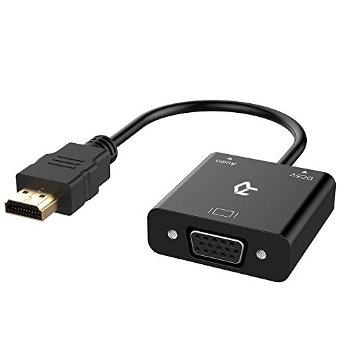 Rankie Adaptador HDMI a VGA, 1080P, con Audio 3.5 mm Cable y Micro USB Cable de Carga, Negro