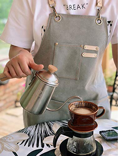 RAPRON Delantal de Trabajo Hombre Delantal Camarero Profesional, 31.49'' Más Delantal Denim Delantal Barbacoa Chef con 3 Bolsillos, Correas de Cintura Ajustable Delantal Jardin Pintura Servidor Babero