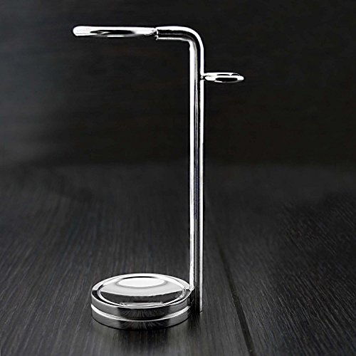 rasie pelusas Brocha de Afeitar Soporte para hombres rasie pelusas y brocha de afeitar – Fabricado en acero inoxidable (Plata) vida Slang inoxidable