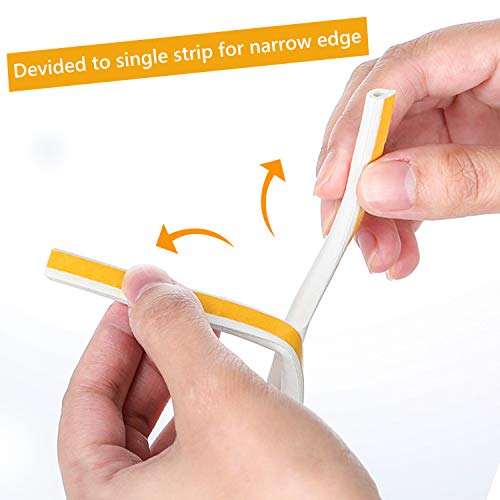 RATEL Tira de Sellado Junta de 24 m/78,7 pies, Goma burlete para Puerta Ventana Antigolpes Resistente al Agua Autoadhesiva con 1 tijera y 1 cinta métrica para bloquear grietas y huecos (blanco)