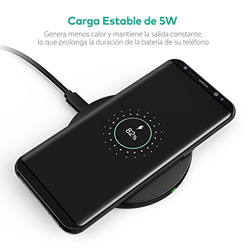 RAVPower Cargador Inalámbrico Compatible con Base De Carga Inalámbrica para Galaxy S9 S8 Note 8 y Todos Los Dispositivos Habilitados para Cargador con Diseño Antideslizante