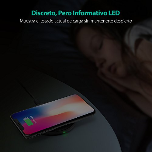 RAVPower Cargador Inalámbrico Compatible con Base De Carga Inalámbrica para Galaxy S9 S8 Note 8 y Todos Los Dispositivos Habilitados para Cargador con Diseño Antideslizante