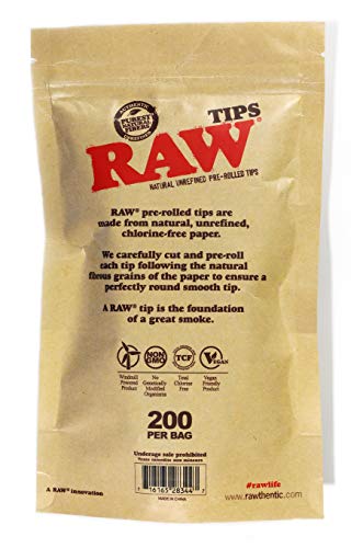 RAW - Boquillas naturales sin refinar, bolsa de 200 unidades