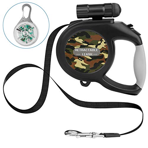 RCRuning-EU Flexi Correa para Perros Retráctil 8m, Correa Perro Extensible with Led Light,Dog Lead for Large Medium Small Pet Dogs Night Walking (Camouflage Green)