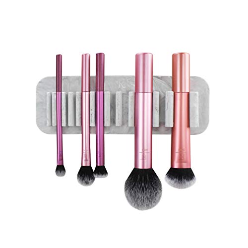 Real Techniques - Organizador de brochas de maquillaje para pared, parte trasera adherente, diseño marmolado