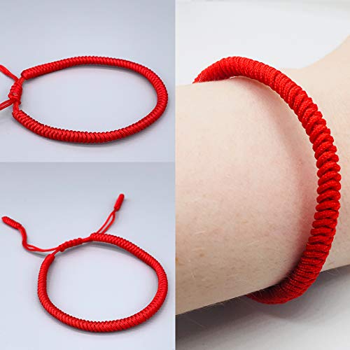 Reclaiming Zen Pulsera Tibetana Cuerda Budista Hecha a Mano Nudo de la Suerte (Conjunto de 3 - Rojo, Rojo Intenso, Multi-Dorado)